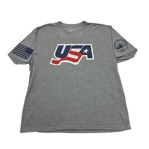 Black Hawk Style Shirt Mens 2XL Gray USA Short Sleeve American Flag Military